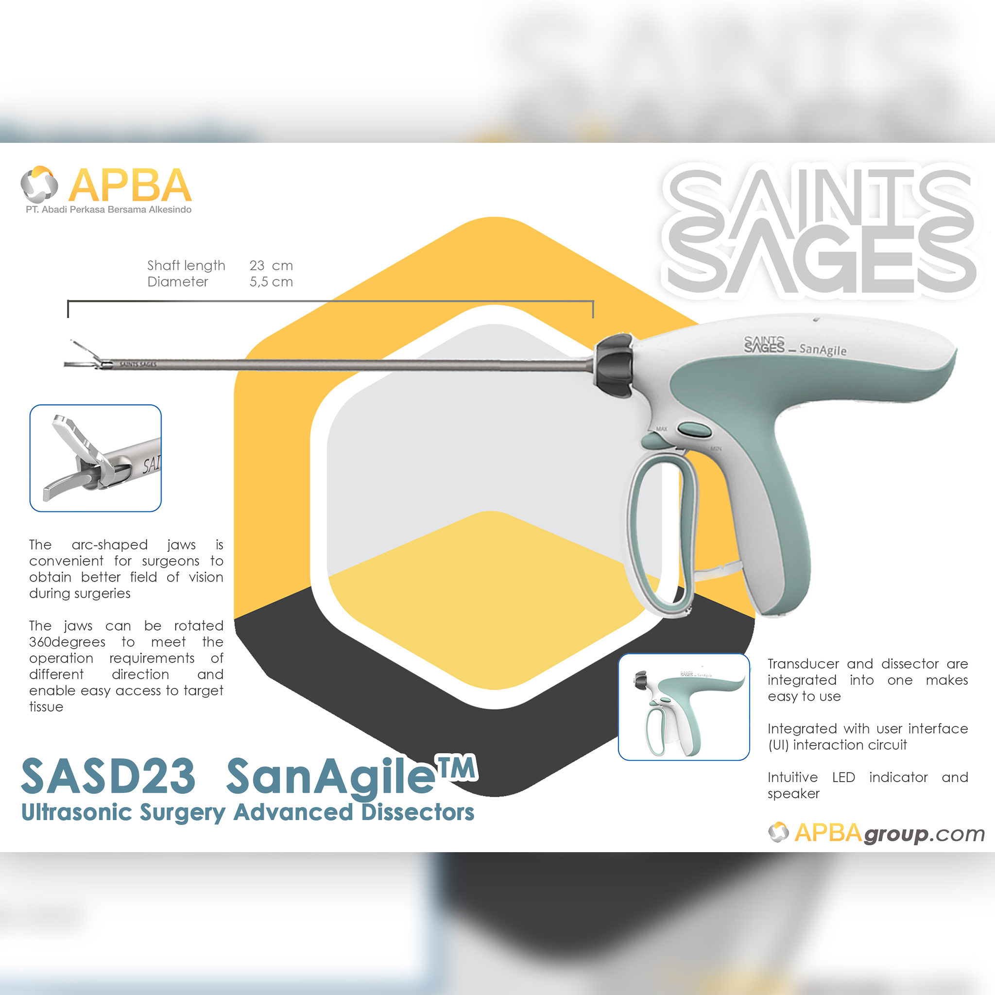 SanAngile Ultrasonic Surgery Advanced Dissector SASD23