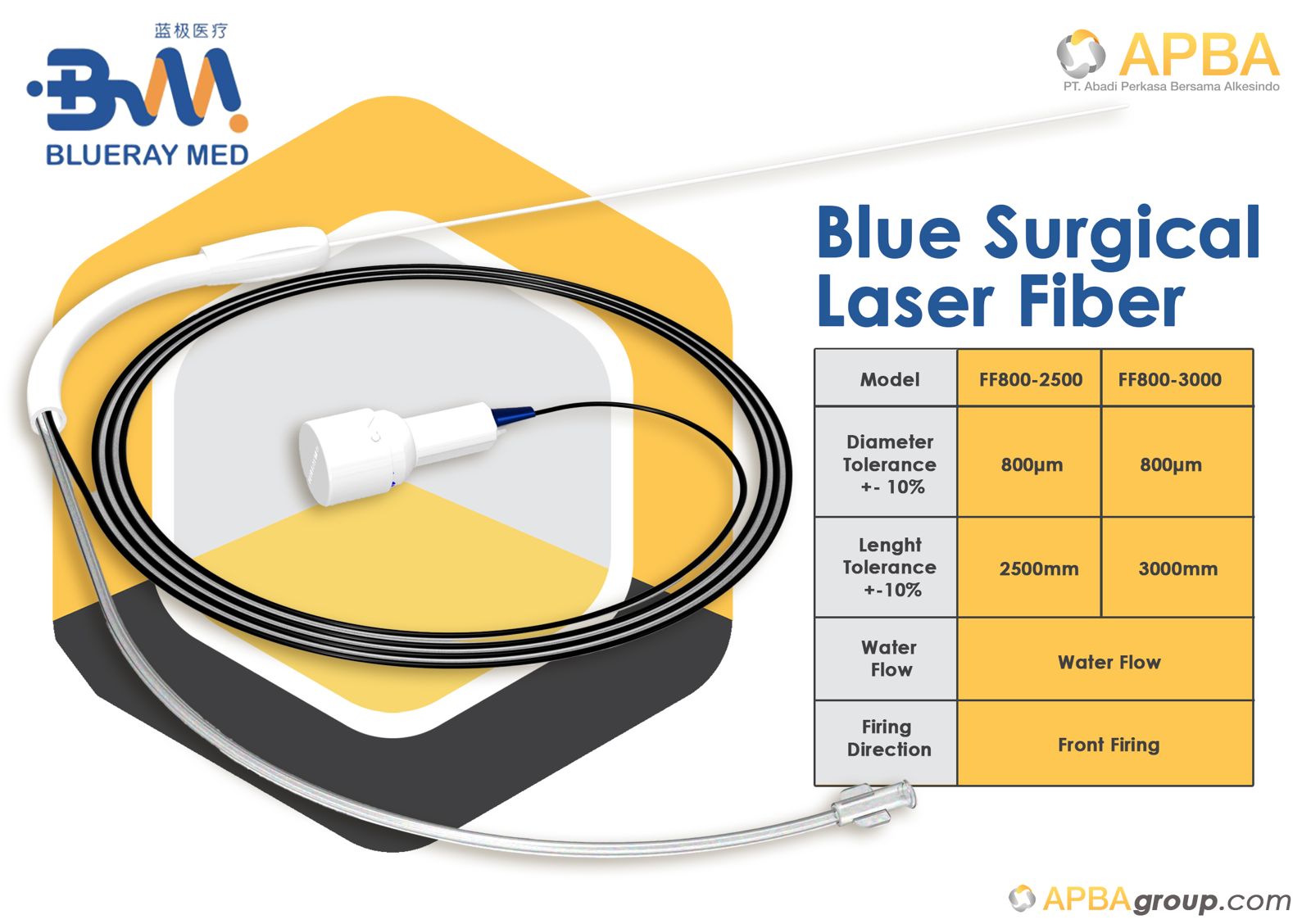 BLUE DIODE Surgical Laser Fiber ; FRONT FIRING FIBER 2500